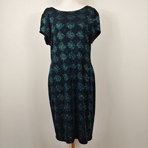 John Roberts Teal Blue Black Full Sequin Dress